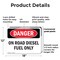 Signmission On Road Diesel Fuel Only Danger Sign, Plastic, 18in W x 12in L, 2PK OS-2PACK-DS-P-1218-L-1127 - alternate 2